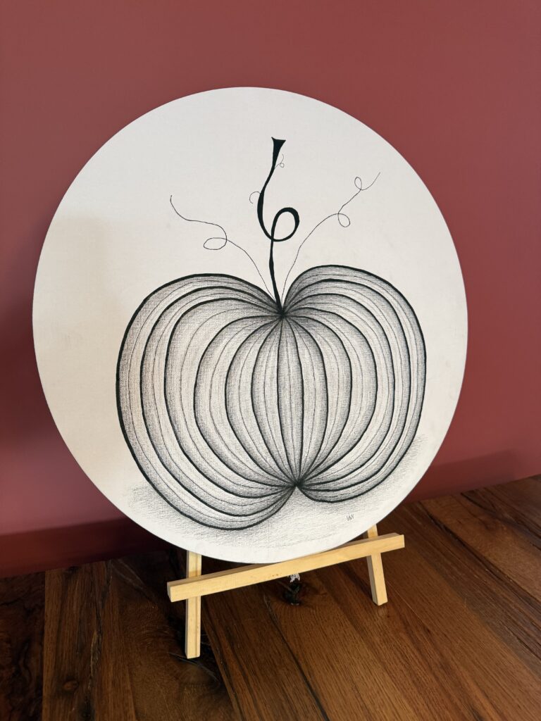 dezente Bleistiftzeichnungen Kürbis